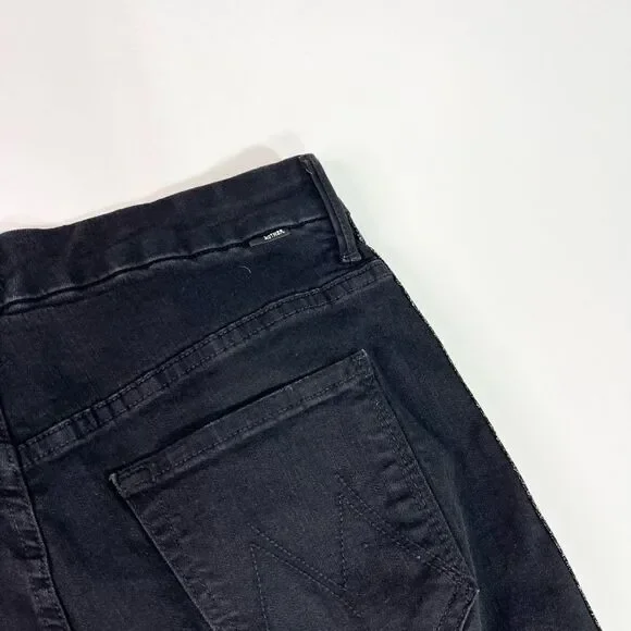 Mother Looker Ankle Fray Guilty Glitter Racer Jeans Womens 29 Black Frayed Hem - Picture 13 of 14